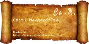 Csiri Margaréta névjegykártya